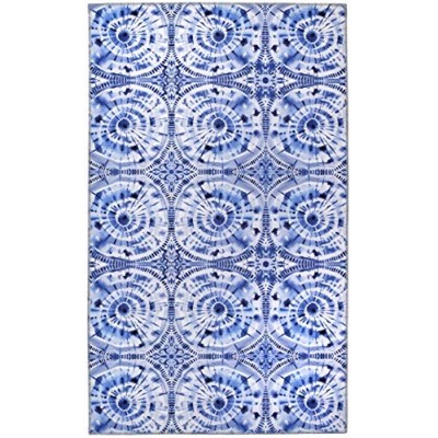 Homefires Shibori Blue Indoor Rug – Stylish, Soft, Durable, and Easy to Clean Accent Rug for Living Rooms, Bedrooms, or Entryways