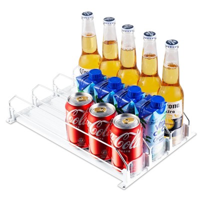 LunaLulinlk Drink Organizer for Fridge 3 Pack-White Automatic Pusher Glide,12oz 16oz 20oz-Soda Dispenser for Fridge-Holds up to 15 Cans