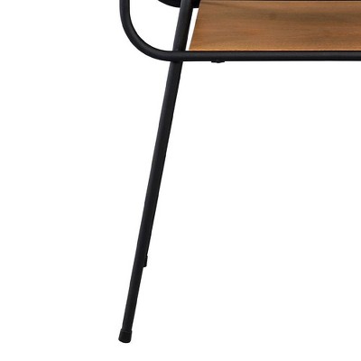 Oak Finish Flared Metal Leg Wide Console Table