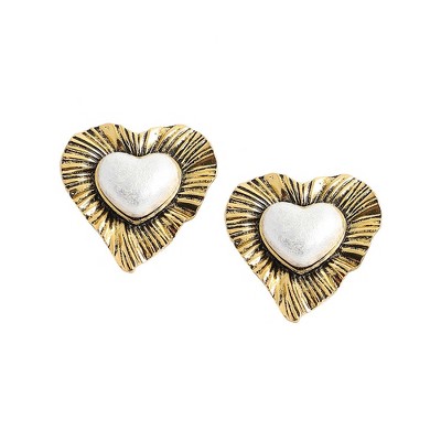 SOHI Women's Pink Royal Heart Stud Earrings
