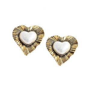 SOHI Women's Pink Royal Heart Stud Earrings - 1 of 3