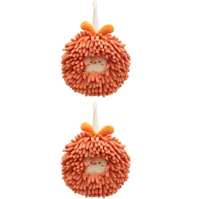 REGALWOVEN Cute Soft Absorbent Quick Drying Chenille Hanging Hand Towel 2 Pcs