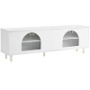 VYNXARIA Contemporary TV Stand with Adjustable Shelves for TVs Up to 78in, Stylish Media Console with Gold Handles and Arch Fluted Glass Doors, White - 3 of 4