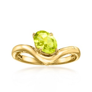 Ross-Simons 1.00 Carat Peridot Curved Ring in 18kt Gold Over Sterling - 1 of 4