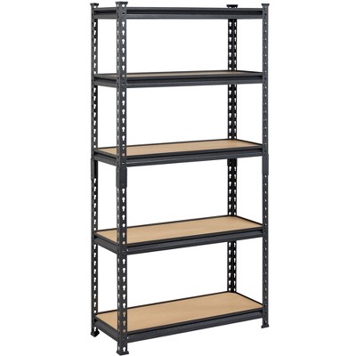 SONGMICS 5-Tier Storage Shelf Shelving Unit Heavy Duty Kitchen Storage Metal Garage Storage Organizer with x Side Frames Black