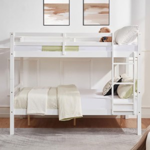 INFURNIC Beds Full Over Full Bunk Bed with Thick Posts High Guardrails Sturdy and Safe Wooden Frame for Dorm Rooms, White, 79.13"*59.06"*61.81" - 1 of 4