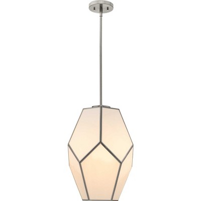 Latham Brushed Nickel Geometric Pendant Light with White Art Glass