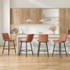 Bencmate Dining Chairs, Faux Leather Counter Height Bar Stools Set of 2, Modern Barstool Counter Chairs for Dining Room, Brown, 15.7"*19.3"*36" - 2 of 4