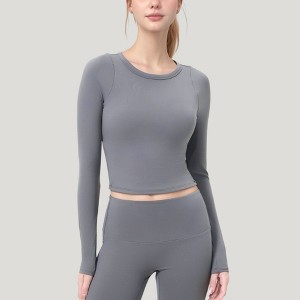 Anna-Kaci Active Women's Long Sleeve Cropped Sports Top with Open Back and Crisscross Strap Detail - 1 of 4