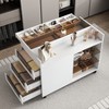 Wardrobe Closet Island with Glass Tabletop,Makeup Vanity Storage Island with Drawer, Shop Display Case, Walk In Wardrobe Furniture for Dressing Room - 2 of 4