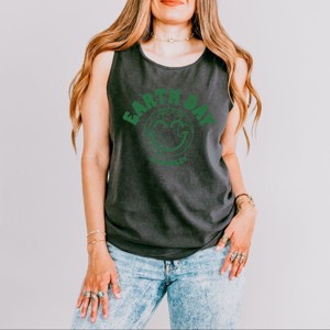 Simply Sage Market S.W.Smiley Earth Day Outline Garment Dyed Tank - 1 of 2