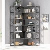 7-Tier Bookcase Home Office Bookshelf, L-Shaped Corner Bookcase with Metal Frame, Industrial Style Shelf with Open Storage, MDF Board-The Pop Home - 2 of 4