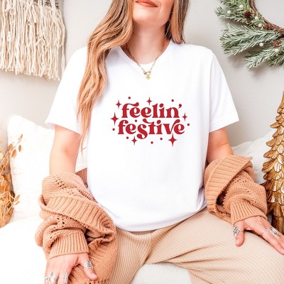 Simply Sage Market Whimsical Feelin Festive Short Sleeve Tee - S - White