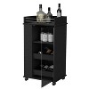 TIRAMISUBEST Bar Cart with 2-Bottle Holder Shelf Storage Sideboard Cabinet - Black - 4 of 4