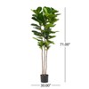Maggift Artificial Plant Fiddle Leaf Fig Tree Indoor Faux Fake Floor Greenery Potted Real Touch Decorative Green Leaves, Green, 30"*30"*71" - 3 of 4