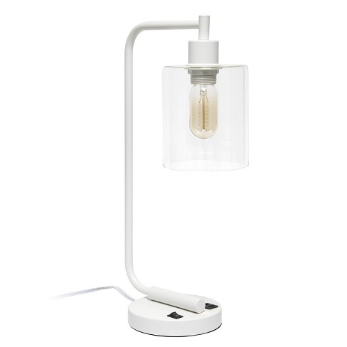 Modern Iron Desk Lamp with USB Port and Glass Shade - Lalia Home - image 1 of 4