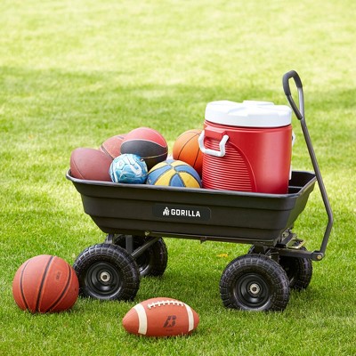 Gorilla Carts 600 lb Black Poly Garden Dump Cart with Pneumatic Tires
