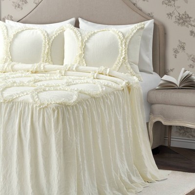 King 3pc Riviera Bedspread Set Ivory - Lush Décor