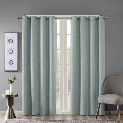 PAGED Printed Heathered Slub Blackout Curtain for Bedroom,Window Curtain Panel with Grommet Top,Living Room Curtains Machine Washable