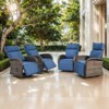 Belord Outdoor Swivel Recliner Chairs Set of 4, Brown Wicker Recliner Patio Swivel Chair with Adjustable Reclining Back and Lifting Footrest - 4 of 4