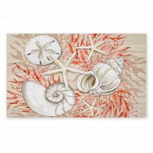Stupell Industries Coral & White Shells Printed Outdoor Door Mat, design by Paul Brent, 18"x30" - 1 of 4