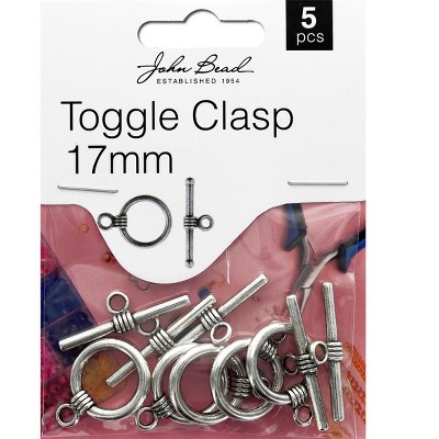 John Bead Must Have Findings Metal Antique Silver 17mm Toggle Clasps for Jewelry Making Findings, 5 Pieces