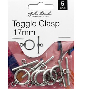 John Bead Must Have Findings Metal Antique Silver 17mm Toggle Clasps for Jewelry Making Findings, 5 Pieces - 1 of 1