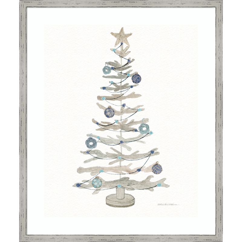 Amanti Art Decorative Coastal Holiday Tree II by Kathleen Parr McKenna Wood Framed Wall Art Print 21 in. x 25 in., 1 of 9