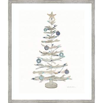 Amanti Art Decorative Coastal Holiday Tree II by Kathleen Parr McKenna Wood Framed Wall Art Print 21 in. x 25 in.