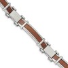 Black Bow Jewelry Men's 14mm Stainless Steel & Wood Inlay Link Bracelet, 8.25 Inch - 3 of 4