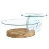 NicBex Artistic Double Layer Coffee Table with White Marble and Wood Grain Collision, Density Board Sticker and Reinforced Glass for Dining Room - 2 of 4