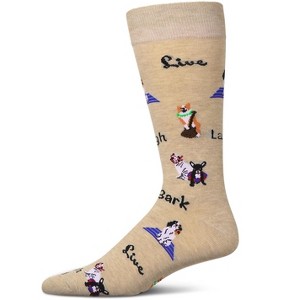Memoi Men's Live Laugh Bark Rayon from Bamboo Crew Socks Hemp Heather 10-13 - 1 of 3