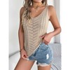 Clearlove Womens Hollow Out Knitted Tops V Neck Outer Wear Sleeveless Slimming Crop Tops Summer Blouse Camisoles Vest for Women - 2 of 4