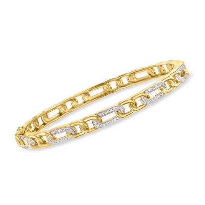 Ross-Simons 0.25 ct. t.w. Diamond Paper Clip Link Bangle Bracelet in 18kt Gold Over Sterling