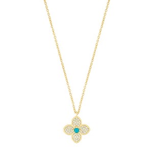 Adornia 14k Gold Plated Turquoise Flower Necklace - 1 of 3