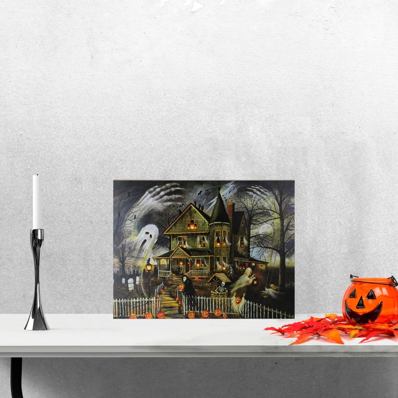 Northlight LED Lighted Creepy Haunted House Halloween Canvas Wall Art 12" x 15.75", 2 of 4