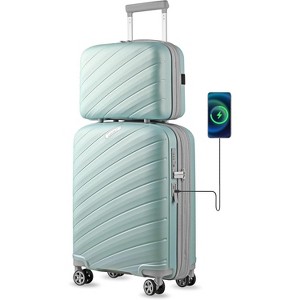 LUGGEX Carry on Luggage, Lightweight Suitcase 2 Piece(14/20) with Spinner Wheels, Mint - 1 of 4