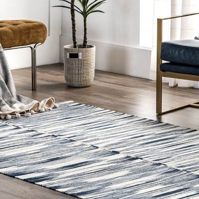 Reba Blue Stripe Handmade Wool-Blend 5' x 8' Area Rug