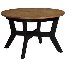 COWLOWN Black Table Legs 32inch Wood Round Coffee Table for Living Room, Walnut Top - 1 of 4