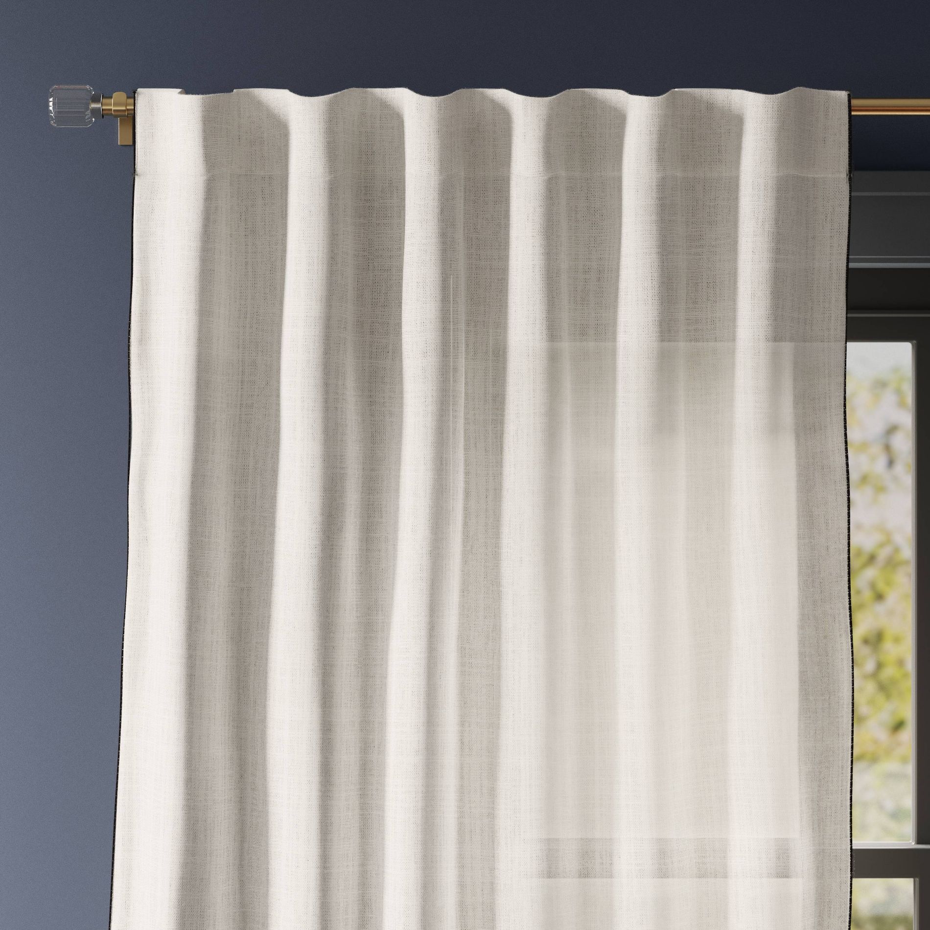 54"x63" Light Filtering Marrow Edge Curtain Panel Ivory - Threshold™: Solid Polyester, UV Protection, Rod Pocket