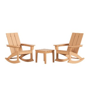 WestinTrends 3 Piece Set Outdoor Modern Rocking Chairs with Square Side Table - 1 of 4
