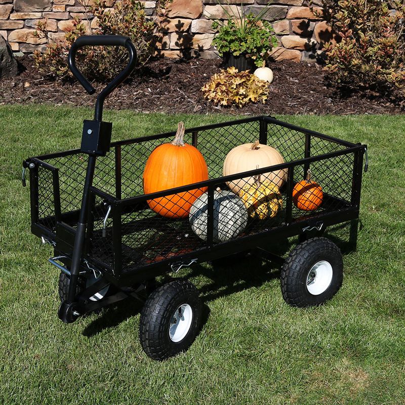 Sunnydaze Outdoor Lawn and Garden Heavy-Duty Durable Steel Mesh Utility Dump Wagon Cart with Removable Sides, 2 of 14