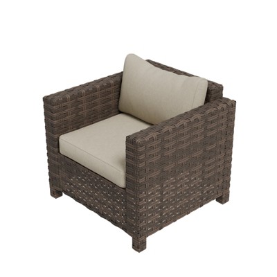 EAGLE PEAK Harbor Haven Hand-Woven Wicker Patio Chair with All Weather Resistant Deep Seat & Wide Rattan, Patio Furniture Chairs