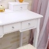 Vanity Desk with Mirror and Lights, Wood Makeup Dressing Table with Oval Mirror & Stool,3 Colors Lighting Modes,(White) - 4 of 4