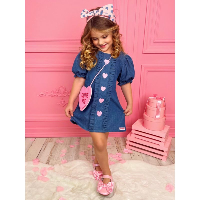 Girls Sweethearts x Mia Belle Girls Cutie Pie Denim Dress And Purse Set by Mia Belle Girls - Mia Belle Girls, 3 of 6