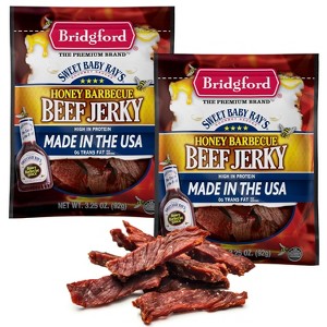 Bridgford Sweet Baby Ray’s Beef Jerky Honey BBQ 3.25 oz - Ready-to-Eat High Protein Jerky for Midday Energy Boost or a Post Workout Snack - 1 of 4