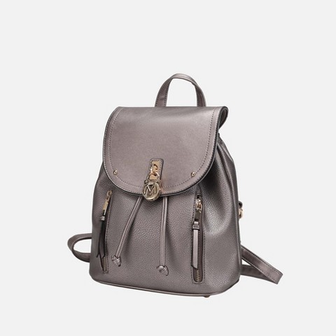 MKF Collection Xandria Vegan Leather Women’s Backpack Bag by Mia K - Pewter
