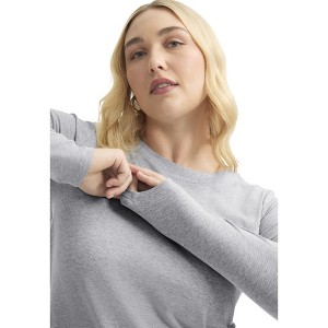 June + Vie by Roaman's Women's Plus Size Ribbed Crewneck Top - 1 of 4