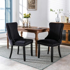 NicBex Set of 2 Mid-Century Velvet Dining Chairs with High Backrest,Armless Chairs and Solid Wood Frame for Kitchen,Living Room - 1 of 4