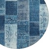 Navy Blue And Sky Blue Patchwork Washable Indoor Outdoor Area Rug - 4 of 4